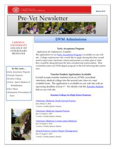 MarchPre-Vet Newsletter Transfer Students To be considered a Transfer student