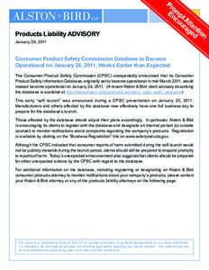 Products Liability ADVISORY  Pr o Enmp co t A