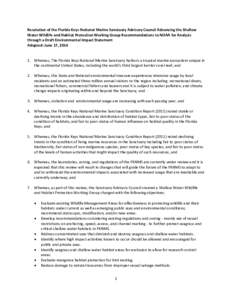 Resolution of the Florida Keys National Marine Sanctuary Advisory Council Advancing the Shallow Water Wildlife and Habitat Protection Working Group Recommendations to NOAA for Analysis through a Draft Environmental Impac