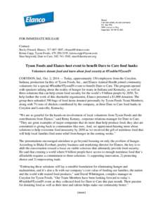 Meatpacking / Tyson Foods / John W. Tyson / Donald J. Tyson / Food security / Eli Lilly and Company / Food bank / Food / Food and drink / Agriculture / Industrial agriculture