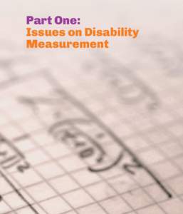 Part One: Issues on Disability Measurement ﻿