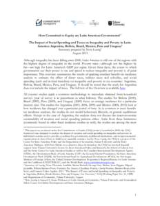 How Committed to Equity are Latin American Governments? 1 The Impact of Social Spending and Taxes on Inequality and Poverty in Latin America: Argentina, Bolivia, Brazil, Mexico, Peru and Uruguay2 Summary prepared by Nora