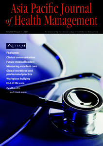 Asia Pacific Journal of Health Management Volume 9 Issue 1 – 2014 Features: Clinical communication