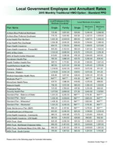 Local Government Employee and Annuitant Rates[removed]Monthly Traditional HMO Option - Standard PPO Local Employees & NonMedicare Annuitants*  Local Medicare Annuitants