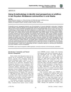 Sustainability: Science, Practice, & Policy http://sspp.proquest.com ARTICLE  Using Q-methodology to identify local perspectives on wildfires