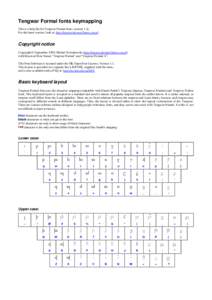 Tengwar Formal fonts keymapping This is a help file for Tengwar Formal fonts, version 1.2c. For the latest version, look at: http://tengwarformal.limes.com.pl Copyright notice Copyright © September 2009, Michal Nowakows