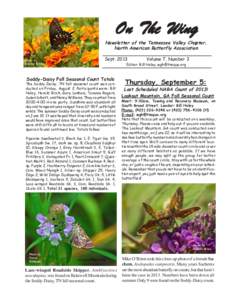 On The Wing  Newsletter of the Tennessee Valley Chapter, North American Butterfly Association Photo by Tommie Rogers