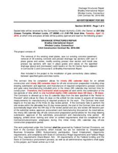 Drainage Structures Repair Bradley International Airport Windsor Locks, Connecticut CAA Contract NoADVERTISEMENT FOR BID SectionPage 1 of 4