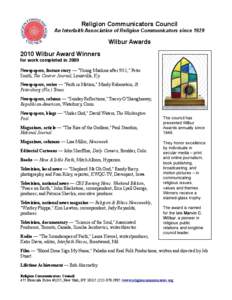 2010 Wilbur Award Winners