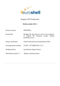 Program: FP7 Cooperation  Deliverable D5.1 Project acronym:  EUROSHELL