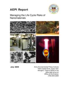 AEPI Report Managing the Life Cycle Risks of Nanomaterials July 2009