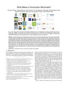 What Makes a Visualization Memorable? Michelle A. Borkin, Student Member, IEEE, Azalea A. Vo, Zoya Bylinskii, Phillip Isola, Student Member, IEEE, Shashank Sunkavalli, Aude Oliva, and Hanspeter Pfister, Senior Member, IE