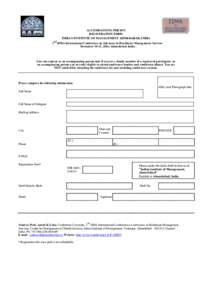 ACCOMPANYING PERSON REGISTRATION FORM INDIAN INSTITUTE OF MANAGEMENT AHMEDABAD, INDIA 2  nd