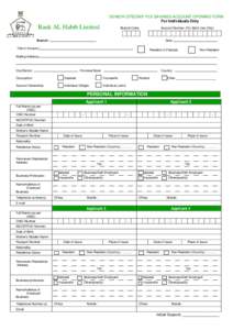 SENIOR CITIZENS’ PLS SAVINGS ACCOUNT OPENING FORM For Individuals Only Bank AL Habib Limited  Branch Code