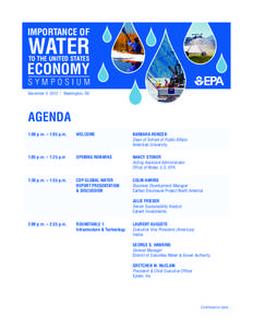 The Importance of Water to the United States Economy Symposium Agenda