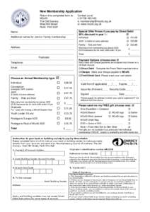 New Membership Application Return this completed form to: MCofS The Old Granary West Mill Street Perth PH1 5QP