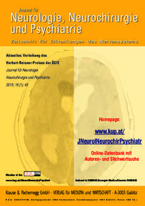 Aktuelles: Verleihung des Herbert-Reisner-Preises der ÖGfE Journal für Neurologie Neurochirurgie und Psychiatrie 2015; 16 (1), 43