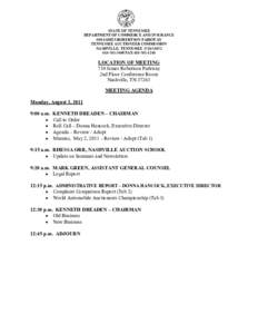 STATE OF TENNESSEE  DEPARTMENT OF COMMERCE AND INSURANCE  500 JAMES ROBERTSON PARKWAY  TENNESSEE AUCTIONEER COMMISSION  NASHVILLE, TENNESSEE 37243­0572  615­741­3600 FAX 615­741­1245 