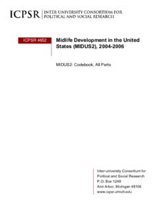 Midlife Development in the United States (MIDUS2), [removed]MIDUS2: Codebook, All Parts
