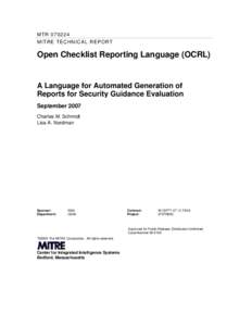 Open Checklist Reporting Language (OCRL) Schema: A Language for Automated Generation of Reports for Security Guidance Evaluation