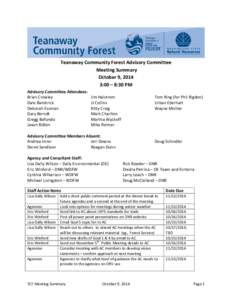 Teanaway Community Forest Advisory Committee Meeting Summary October 9, 2014 3:00 – 8:30 PM Advisory Committee Attendees: Brian Crowley
