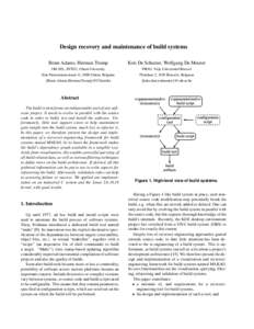 Design recovery and maintenance of build systems Bram Adams, Herman Tromp Kris De Schutter, Wolfgang De Meuter  GH-SEL, INTEC, Ghent University