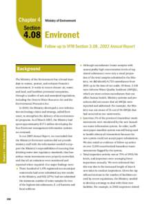 2005 Annual Report of the Office of the Auditor General of Ontario: Follow-up 4.08 Environet