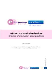Meet > Share > Learn  ePractice and eInclusion Sharing of eInclusion good practices  15 November 2008