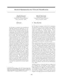 Boosted Optimization for Network Classification  Timothy Hancock Bioinformatics Center Institute for Chemical Research Kyoto University, Japan