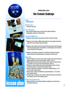 INDEX/SATAL[removed]The Tectonic Challenge Focus Plate tectonics Grade Level