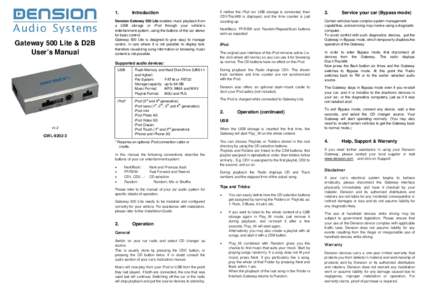 1.  Gateway 500 Lite & D2B User’s Manual  Introduction