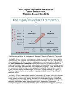 West Virginia Department of Education Office of Instruction Rigorous Content Standards The Rigor/Relevance Framework K