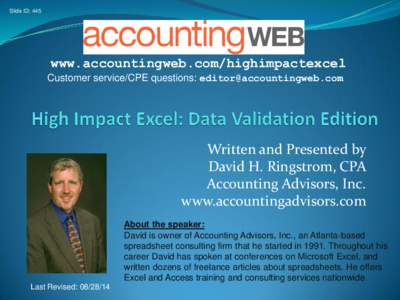 Validation / Slide / Data validation / Computing / Management / Microsoft Excel / Software / Spreadsheet