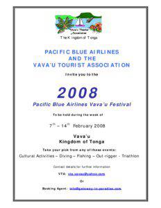 The Kingdom of Tonga  PACIFIC BLUE AIRLINES