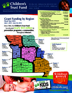 P.O. Box 1641 | Jefferson City, MO | fax | ctf4kids.org twitter | facebook 76 Community-Based Prevention Grants	$1,587,473 *	64 General Prevention Grants	 *	5 Community-Based Child Ab