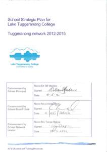 School Strategic Plan for Lake Tuggeranong College[removed]