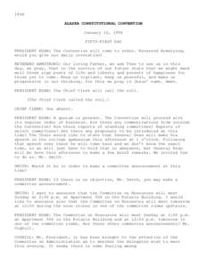 1868 ALASKA CONSTITUTIONAL CONVENTION January 12, 1956 FIFTY-FIRST DAY PRESIDENT EGAN: The Convention will come to order. Reverend Armstrong, would you give our daily invocation?