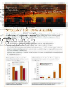 The Next Generation of DNA Assembly and Cloning. NEBuilder HiFi DNA Assembly ®
