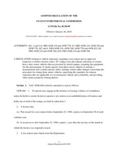 ADOPTED REGULATION OF THE STATE ENVIRONMENTAL COMMISSION LCB File No. R130-09 Effective January 28, 2010 EXPLANATION – Matter in italics is new; matter in brackets [omitted material] is material to be omitted.