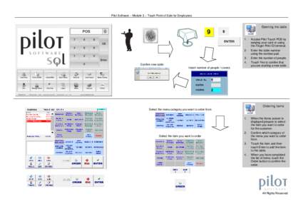 Pilot Software – Module 3 – Touch Point of Sale for Employees  Opening the table Confirm new table