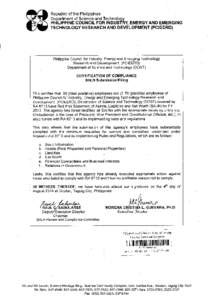 Regulatory compliance / Taguig / Department of Science and Technology / Dost
