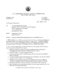 Office of the Inspector General Letter to Daniel Werfel, Office of Management and Budget, on Improper Payments Elinimation and Recovery Act (IPERA) Review