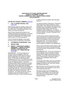 SANTA ROSA CITY COUNCIL MEETING MINUTES THURSDAY, NOVEMBER 10, YEAR COUNCIL CHAMBER, CITY HALL, 100 SANTA ROSA AVENUE SPECIAL MEETING  5:00 PM (CITY COUNCIL CHAMBER) 5:04:40 PM