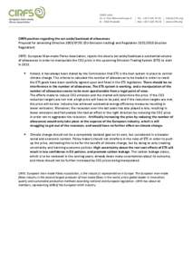 CIRFS position regarding the set-aside/backload of allowances Proposal for amending Directive[removed]EC (EU-Emission trading) and Regulation[removed]Auction Regulation) CIRFS: European Man-made Fibres Association, re