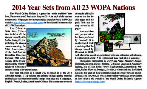 2014 Year Sets from All 23 WOPA Nations  The World Online Philatelic Agency has made available Year Sets, Packs or Annual Books for the year 2014 for each of the nations it represents. We present here two examples and re