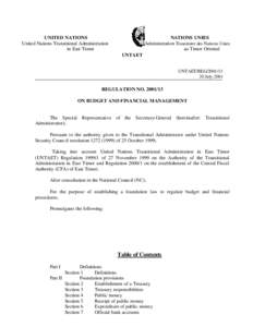 UNITED NATIONS United Nations Transitional Administration in East Timor NATIONS UNIES Administration Transitoire des Nations Unies