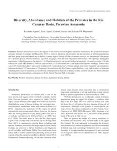 Diversity, Abundance and Habitats of the Primates in the Río Curaray Basin, Peruvian Amazonia