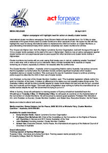 Microsoft Word - MEDIA RELEASE-Afghan campaigner will highlight need for action on deadly cluster bombs-short.doc