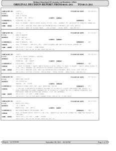 Michigan Department Of Licensing And Regulatory Affairs  ORIGINAL DECISION REPORT FROM[removed]TO[removed]