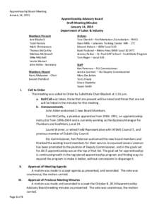 Apprenticeship Board Meeting January 14, 2015 Members Present Jeni Blaylock Todd Ferrara